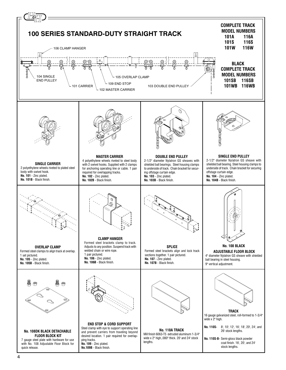 100 series standard-duty straight track | H&H Specialties 100 Series Track Installation Instructions User Manual | Page 4 / 7