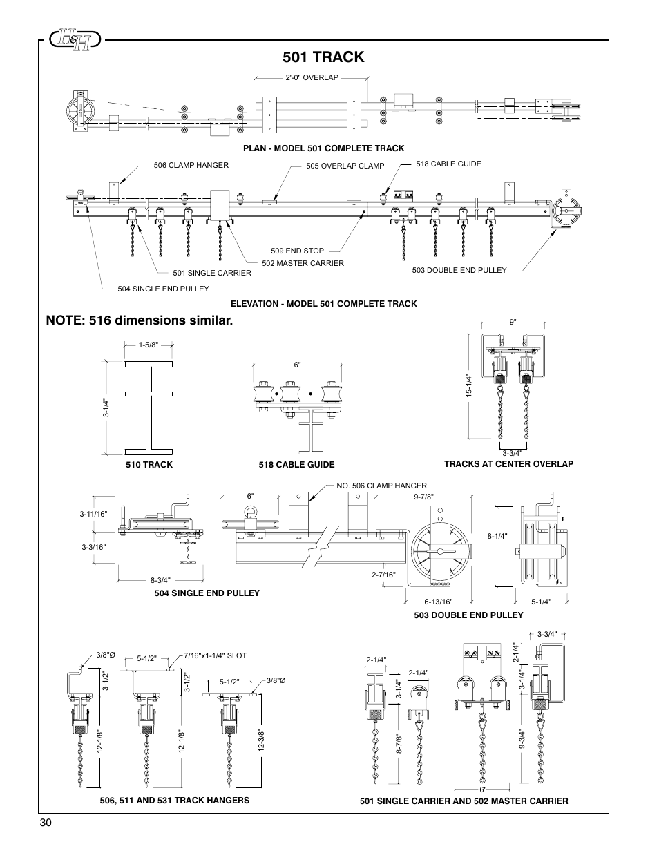 501 track | H&H Specialties 500 Series Track Installation Instructions User Manual | Page 9 / 9