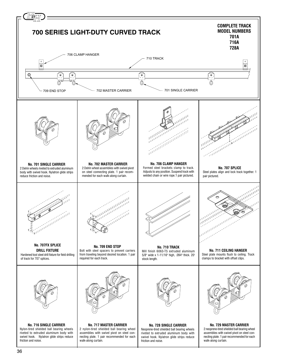 700 series light-duty curved track | H&H Specialties 700 Series Track Installation Instructions User Manual | Page 2 / 3