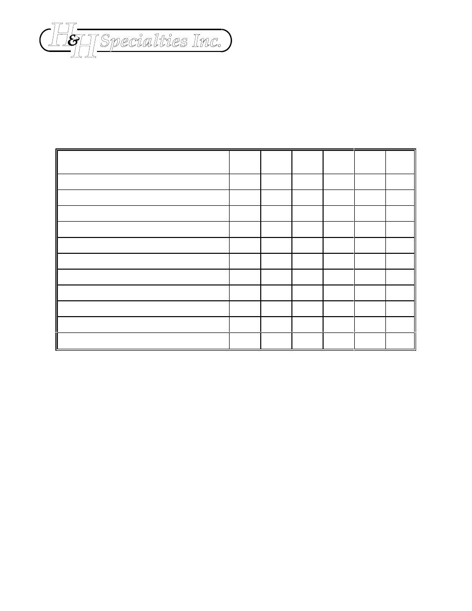 100 series track maintenance schedule | H&H Specialties 100 Series Track Operation & Maintenance User Manual | Page 3 / 3