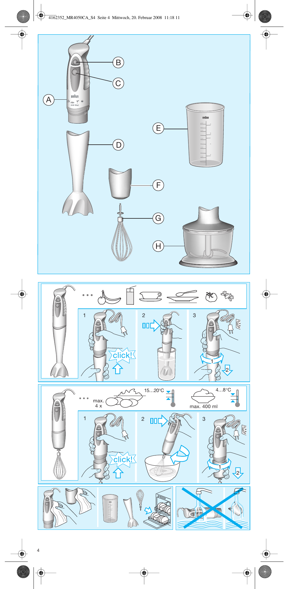 Click | Braun MR4050 CA User Manual | Page 3 / 36