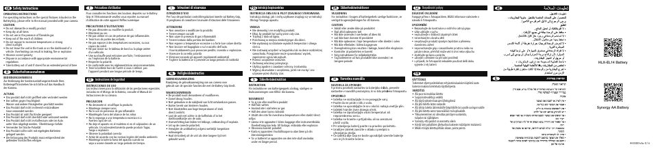 Fin cz bezpe č nostní pokyny, Ae il si varostna navodila, Nl veiligheidsinstructies | Iistruzioni di sicurezza, Dsicherheitsmassnahmen, Gb safety instructions | Hahnel HN-D5300 Infrapro (for Nikon) User Manual | Page 2 / 2