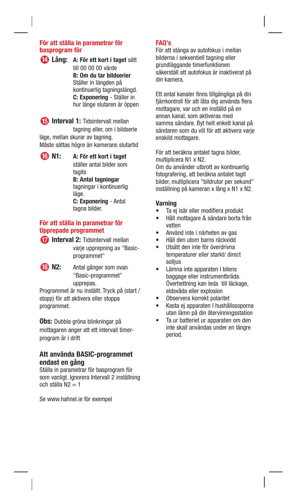Hahnel Giga T Pro II Wireless Timer Remote User Manual | Page 21 / 42