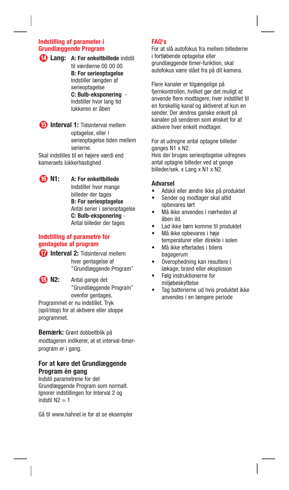 Hahnel Giga T Pro II Wireless Timer Remote User Manual | Page 27 / 42