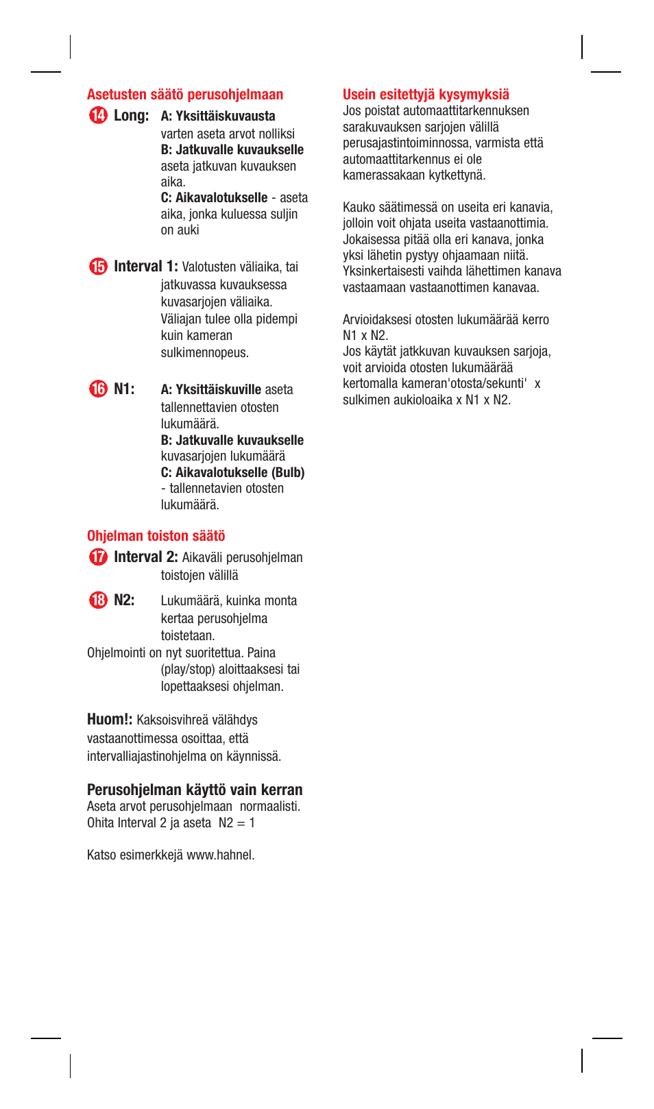 Hahnel Giga T Pro II Wireless Timer Remote User Manual | Page 30 / 42
