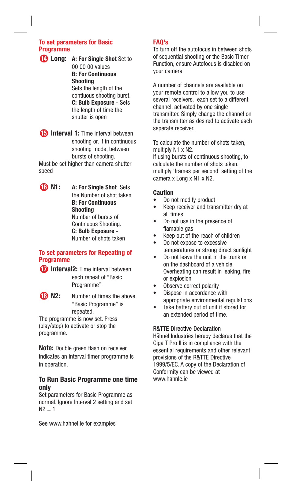 Hahnel Giga T Pro II Wireless Timer Remote User Manual | Page 6 / 42