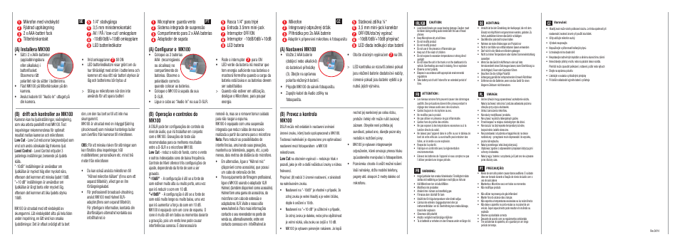 A) installera mk100, B) drift och kontroller av mk100, A) configurar o mk100 | B) operação e controlos do mk100, A) nastavení mk100, B) provoz a kontrola mk100 | Hahnel Mk100 User Manual | Page 2 / 2