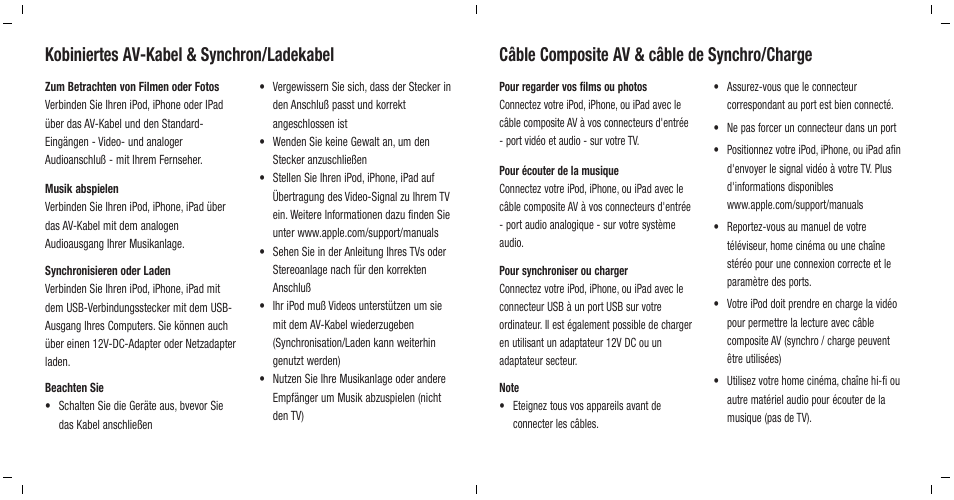 Câble composite av & câble de synchro/charge, Kobiniertes av-kabel & synchron/ladekabel | Hahnel Composite AV Cable & Sync/Charge Cable User Manual | Page 2 / 2