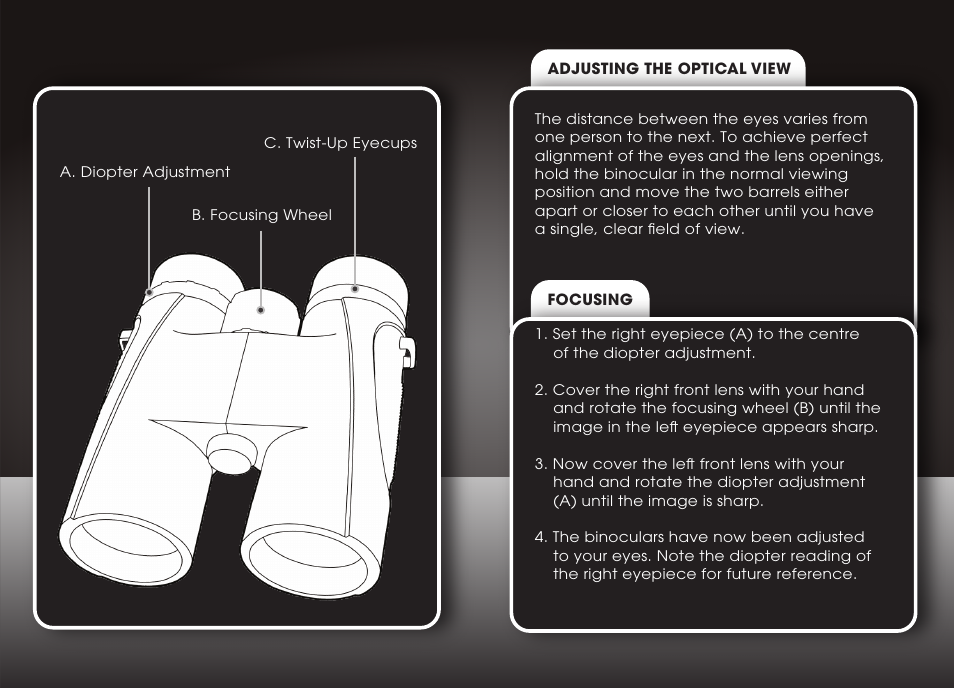 Binocular instructions 1-2 | Hawke Optics Compact 8x21 User Manual | Page 2 / 3