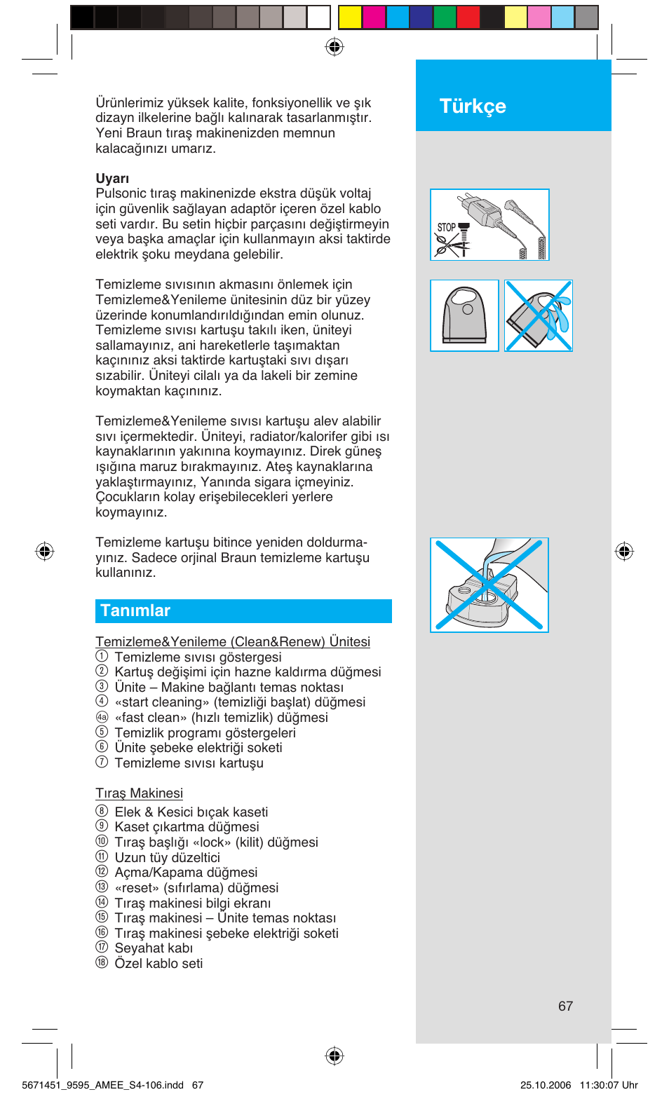 Türkçe, Tanımlar | Braun 5671 User Manual | Page 66 / 104