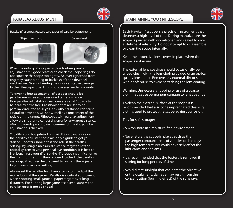 Riflescope manual english5 | Hawke Optics Sport HD 4x40 User Manual | Page 5 / 7