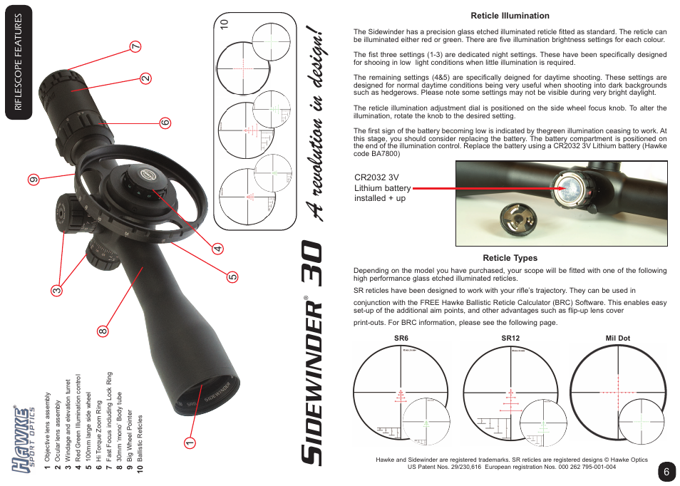 Id ew in d er | Hawke Optics Sidewinder 30 SF 8-32x56 User Manual | Page 2 / 4