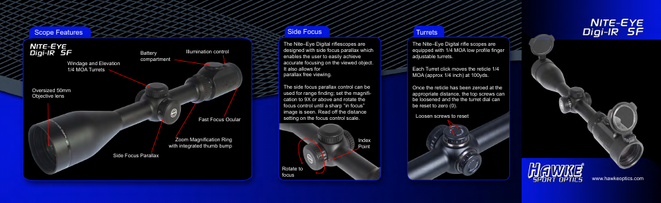 Hawke Optics Nite-Eye Digital 4-16x50 10X ½ Mil Dot User Manual | 2 pages