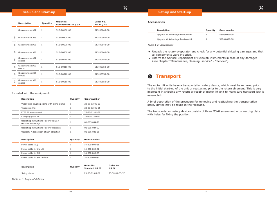 Transport, Set-up and start-up | Heidolph Hei-VAP Precision User Manual | Page 11 / 59