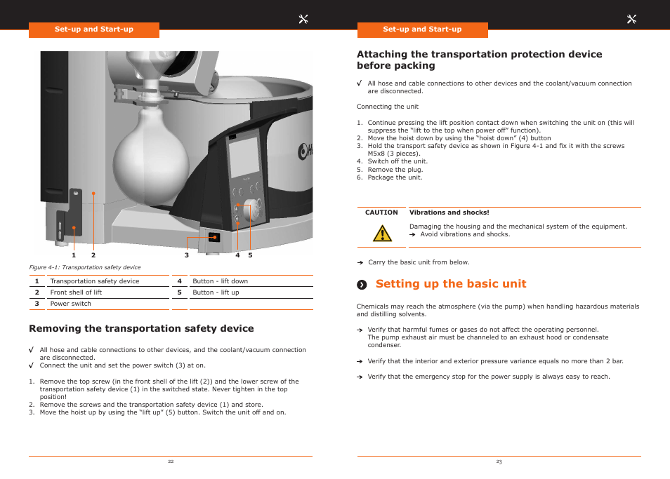 Setting up the basic unit, Removing the transportation safety device | Heidolph Hei-VAP Precision User Manual | Page 12 / 59