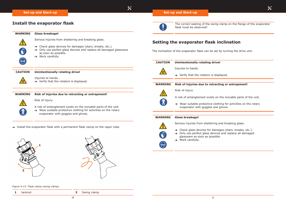 Install the evaporator flask, Setting the evaporator flask inclination | Heidolph Hei-VAP Precision User Manual | Page 19 / 59
