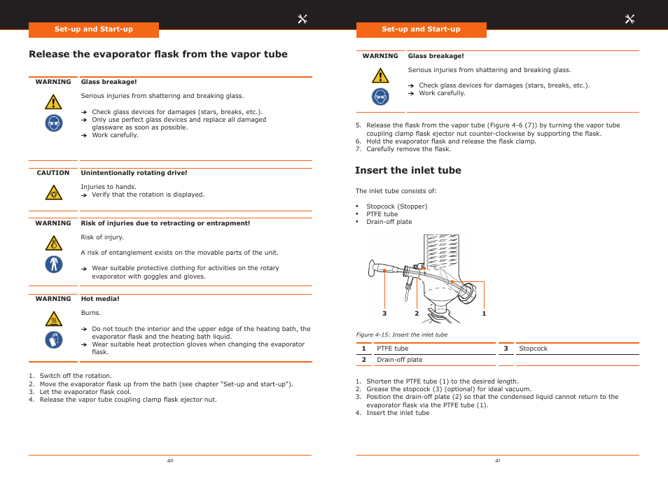 Release the evaporator flask from the vapor tube, Insert the inlet tube | Heidolph Hei-VAP Precision User Manual | Page 21 / 59