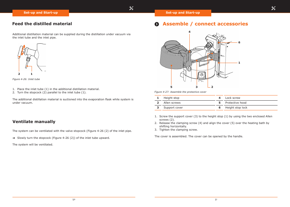 Assemble / connect accessories, Feed the distilled material, Ventilate manually | Heidolph Hei-VAP Precision User Manual | Page 26 / 59