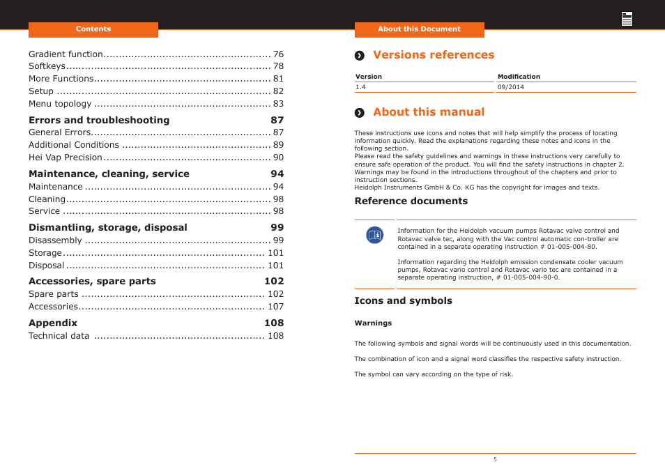 Versions references, About this manual | Heidolph Hei-VAP Precision User Manual | Page 3 / 59