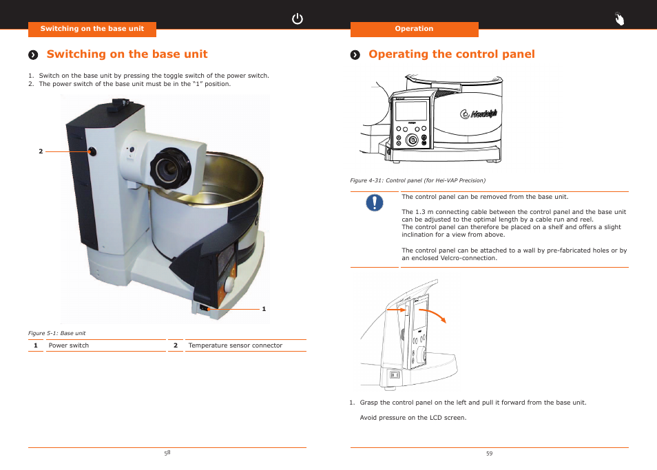 Switching on the base unit, Operating the control panel | Heidolph Hei-VAP Precision User Manual | Page 30 / 59