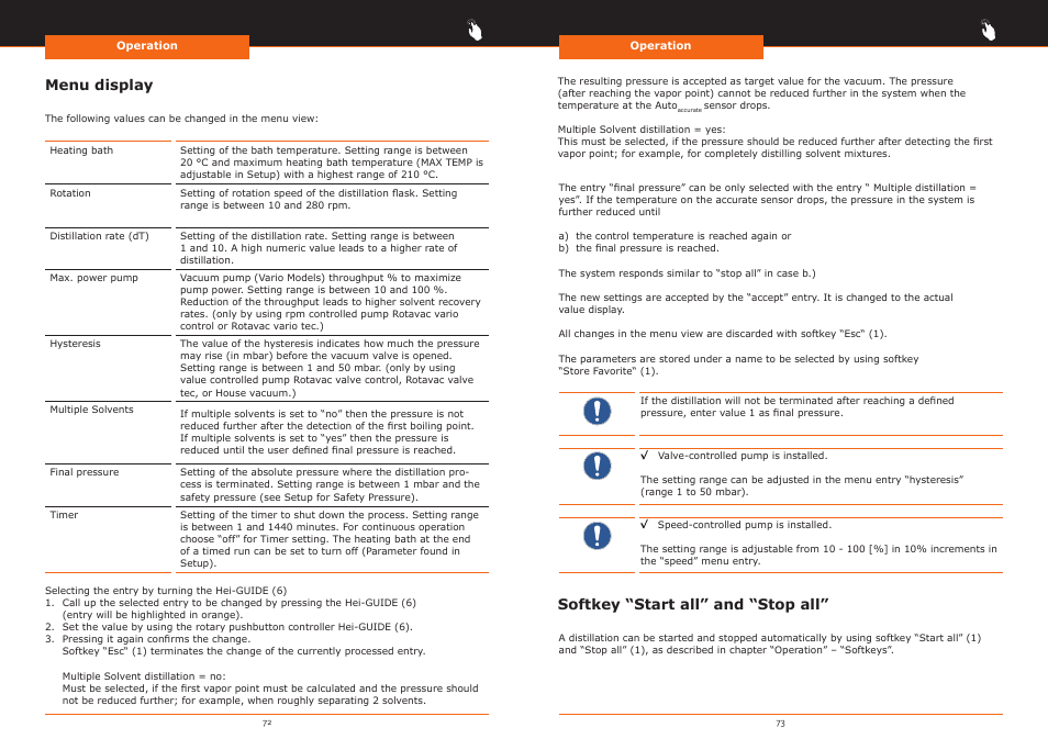 Menu display, Softkey “start all” and “stop all | Heidolph Hei-VAP Precision User Manual | Page 37 / 59