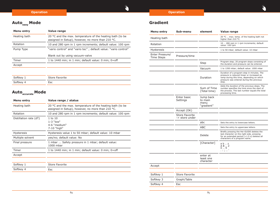 Auto, Mode, Gradient | Heidolph Hei-VAP Precision User Manual | Page 43 / 59