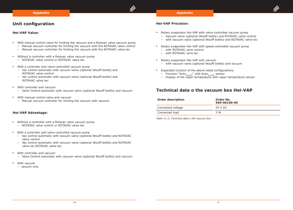 Unit configuration, Technical data o the vacuum box hei-vap | Heidolph Hei-VAP Precision User Manual | Page 56 / 59