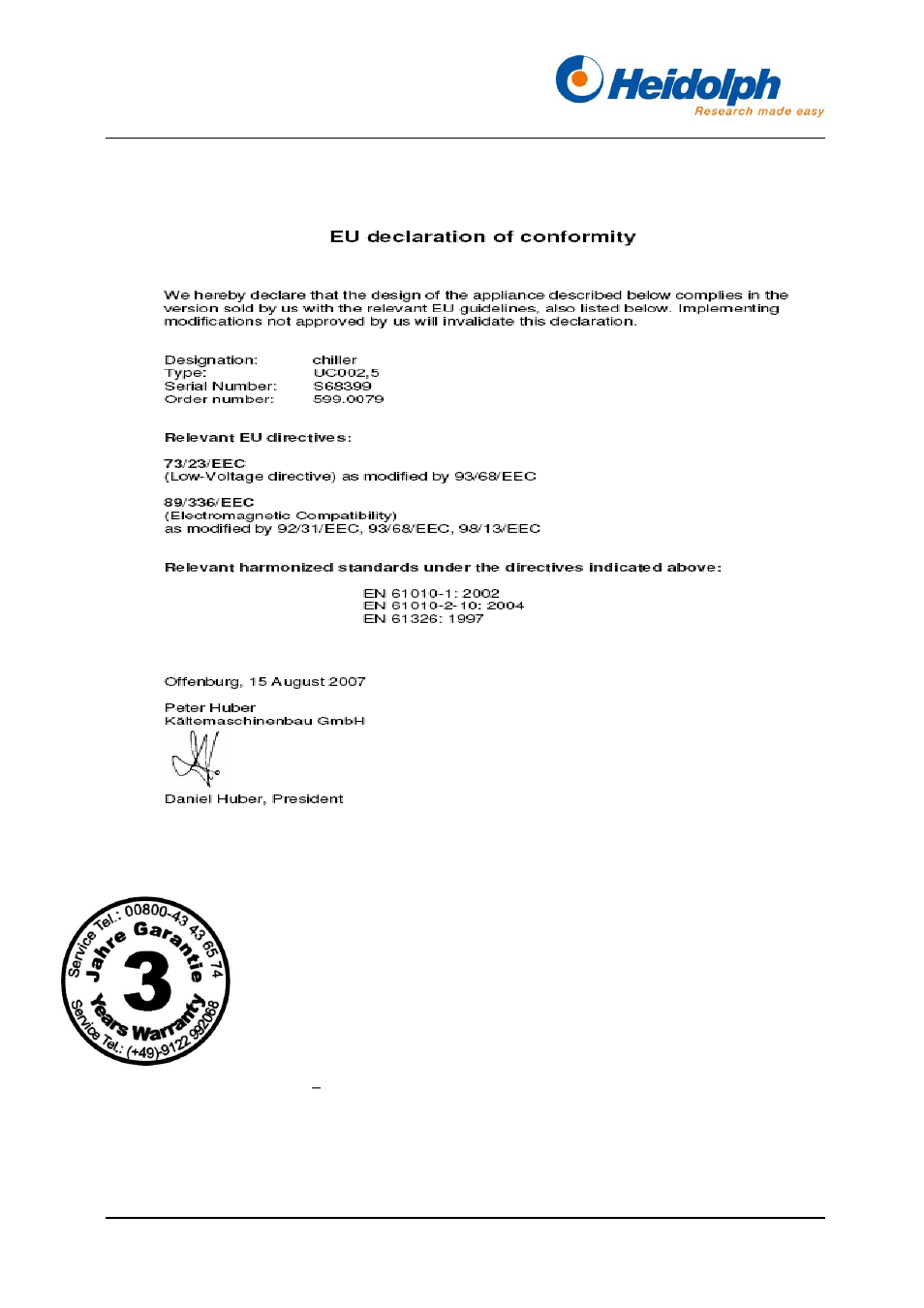 Eu declaration of conformity, Warranty, 2 eu declaration of conformity | 3 warranty | Heidolph Rotacool Mini User Manual | Page 40 / 104