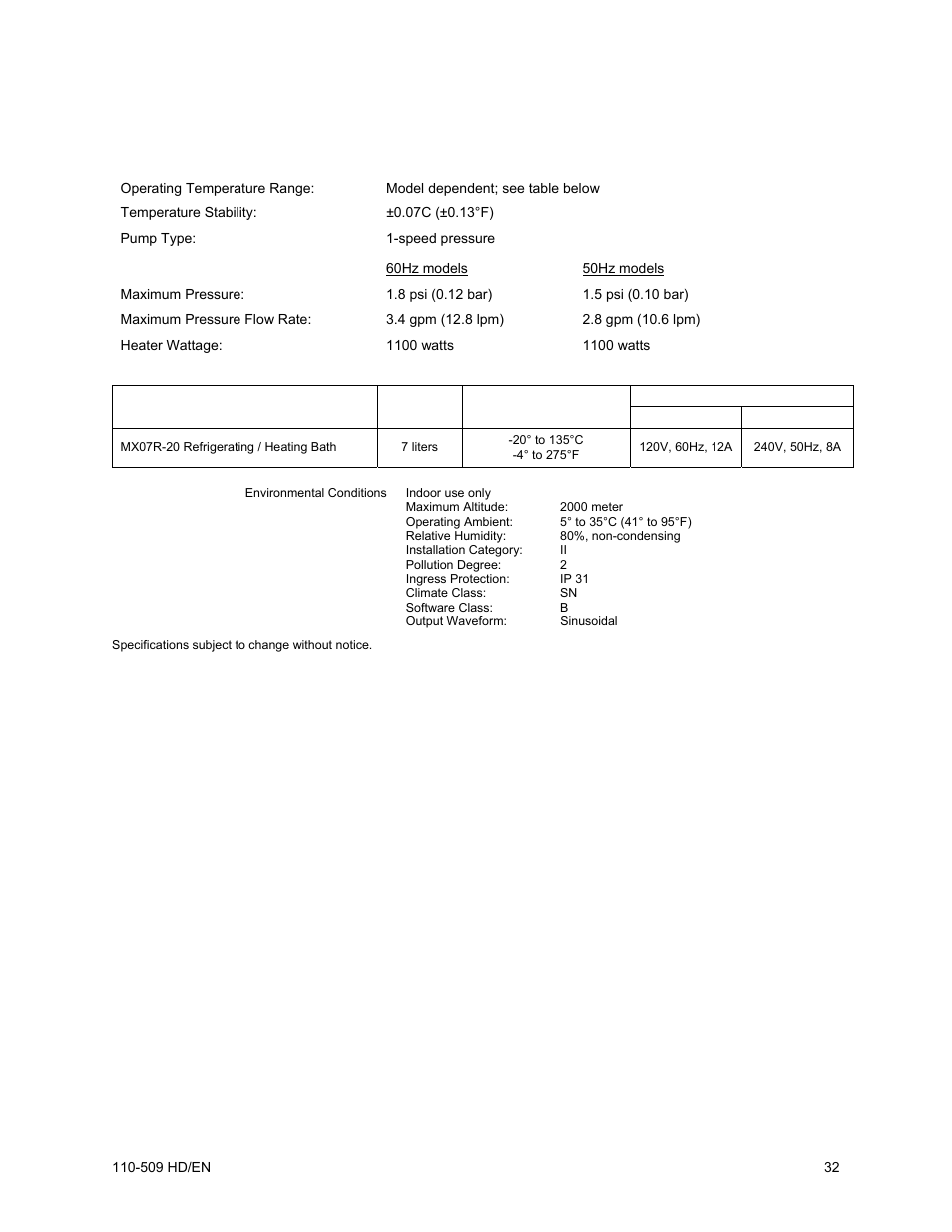 Technical information, Performance specifications | Heidolph RotaChill User Manual | Page 33 / 37