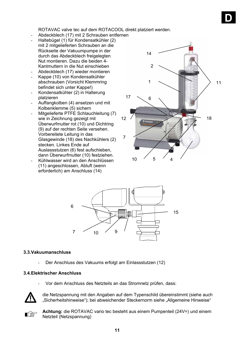 Vakuumanschluss, Elektrischer anschluss | Heidolph Vacuum Switchbox User Manual | Page 11 / 188