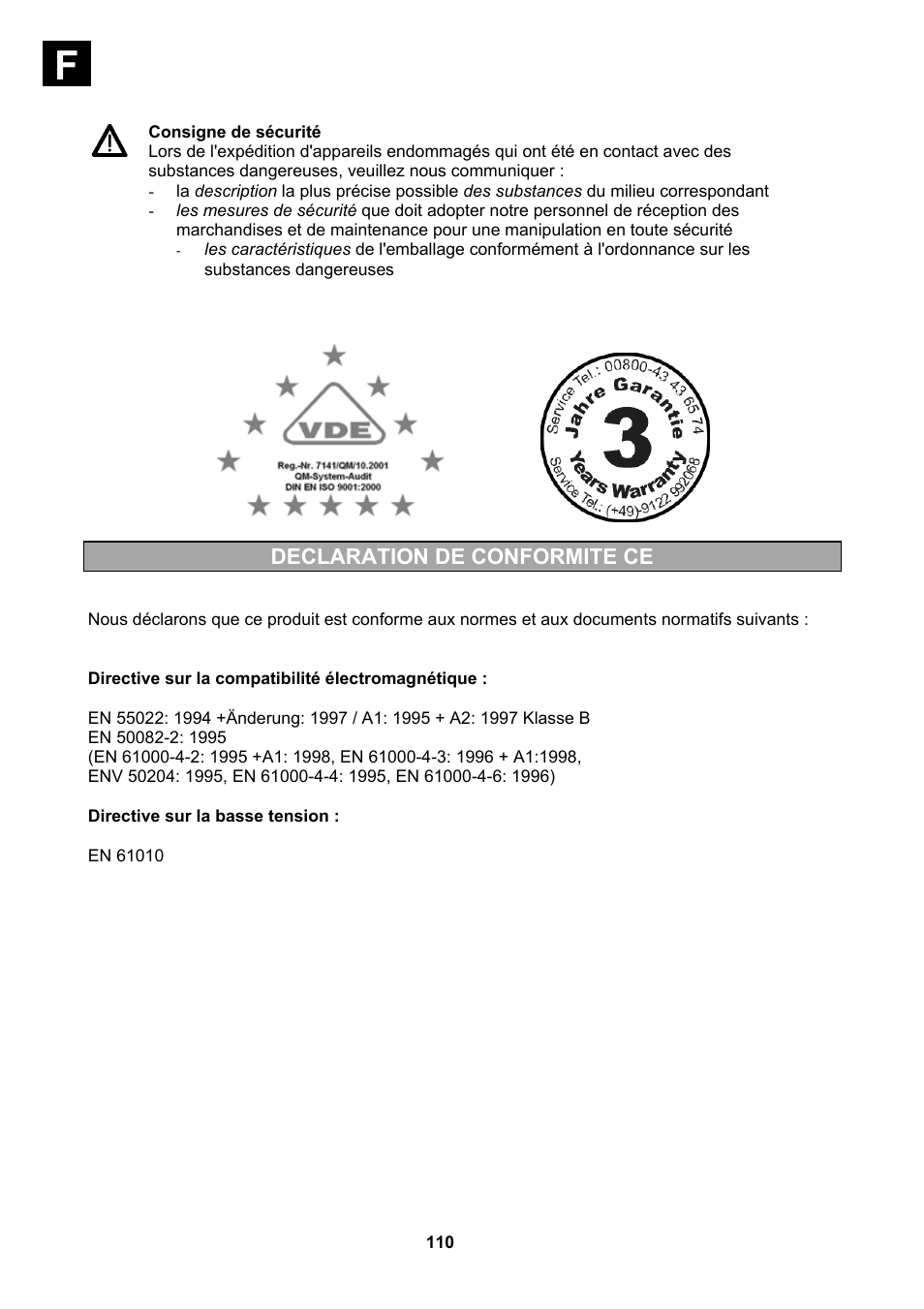 Consigne de sécurité | Heidolph Vacuum Switchbox User Manual | Page 110 / 188