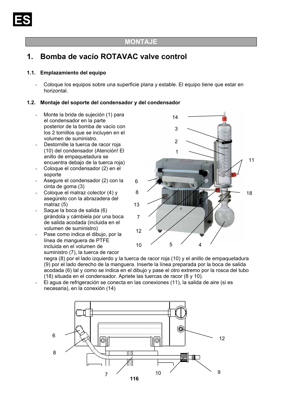 Emplazamiento del equipo, Bomba de vacío rotavac valve control, Montaje | Heidolph Vacuum Switchbox User Manual | Page 116 / 188