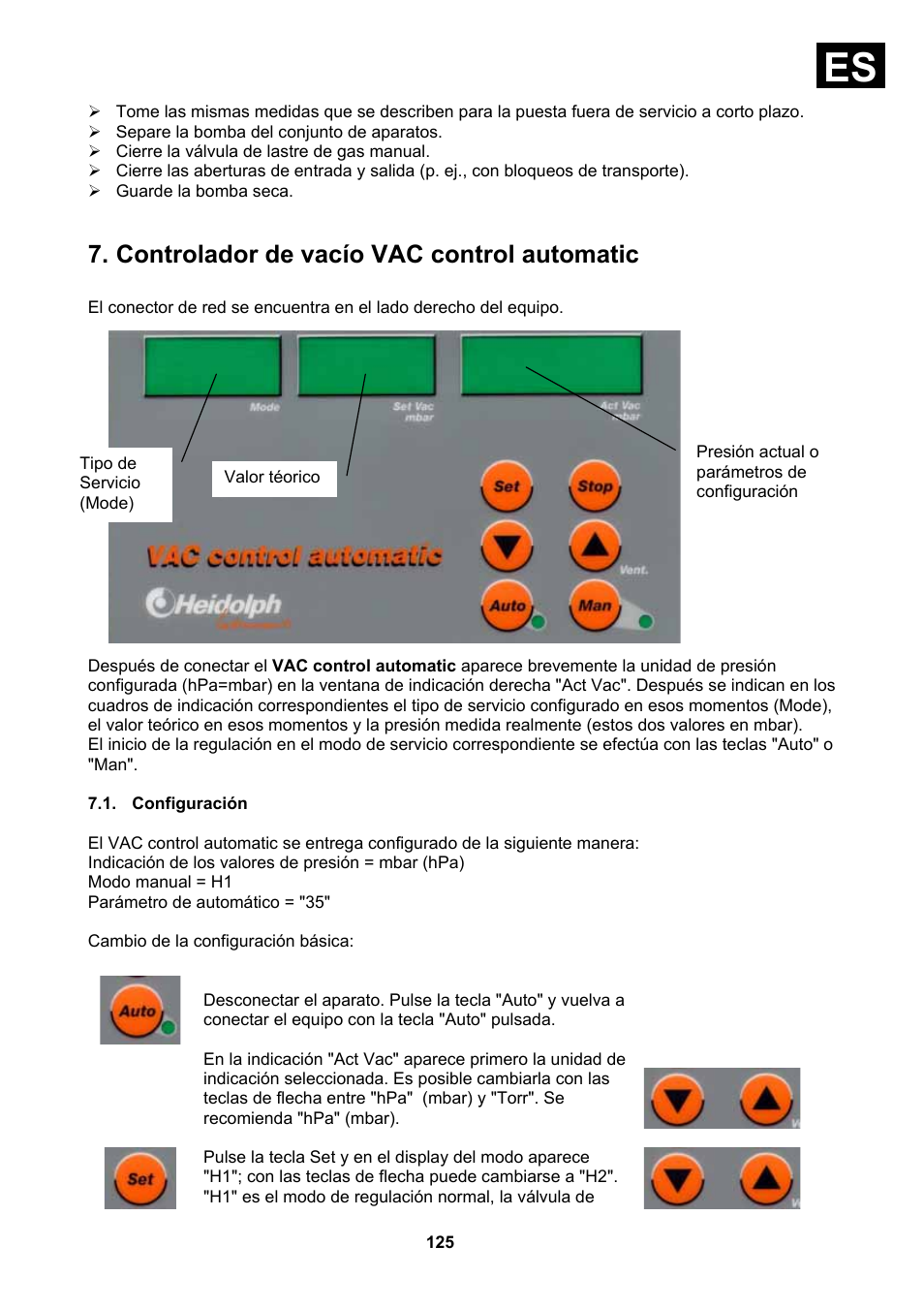 Configuración, Controlador de vacío vac control automatic | Heidolph Vacuum Switchbox User Manual | Page 125 / 188