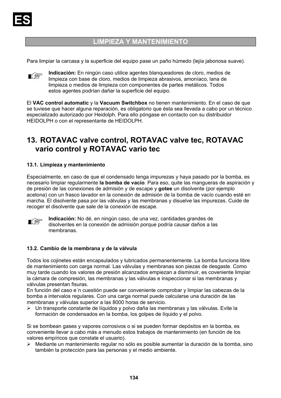 Limpieza y mantenimiento, Cambio de la membrana y de la válvula | Heidolph Vacuum Switchbox User Manual | Page 134 / 188