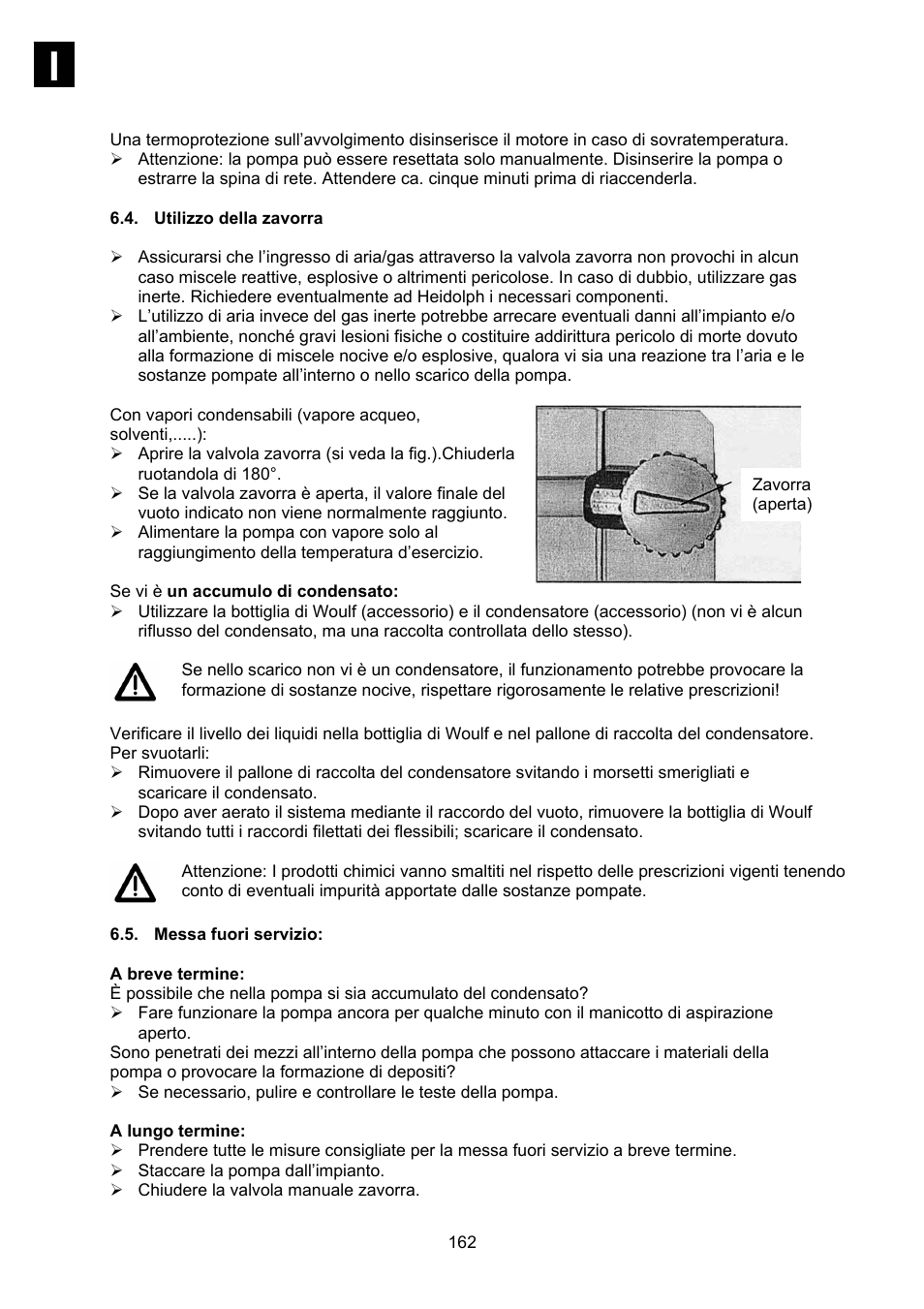 Utilizzo della zavorra, Messa fuori servizio | Heidolph Vacuum Switchbox User Manual | Page 162 / 188