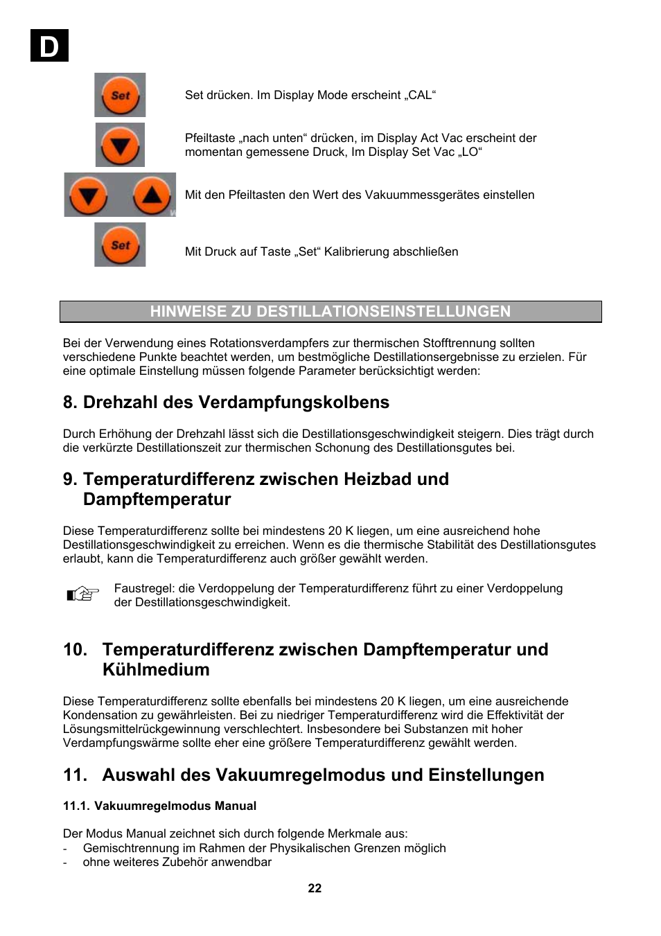 Drehzahl des verdampfungskolbens, Auswahl des vakuumregelmodus und einstellungen, Vakuumregelmodus manual | Heidolph Vacuum Switchbox User Manual | Page 22 / 188