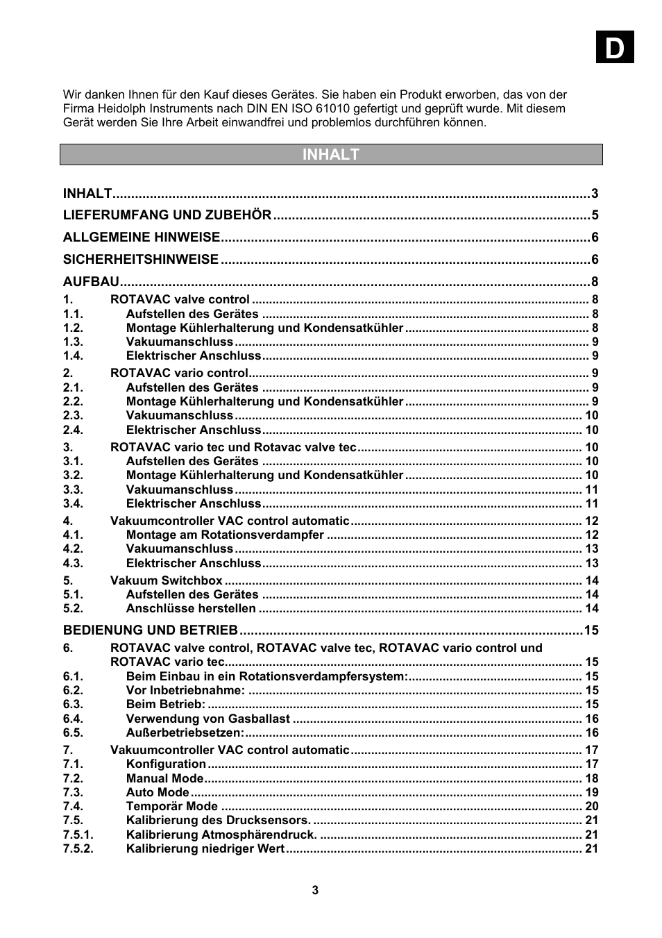 Deutsch, Seite, Inhalt | Heidolph Vacuum Switchbox User Manual | Page 3 / 188