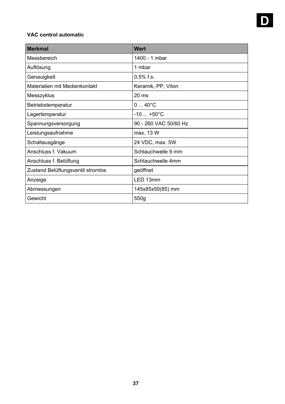 Wert | Heidolph Vacuum Switchbox User Manual | Page 37 / 188