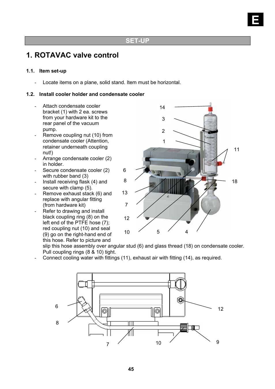 Item set-up, Install cooler holder and condensate cooler, Rotavac valve control | Set-up | Heidolph Vacuum Switchbox User Manual | Page 45 / 188