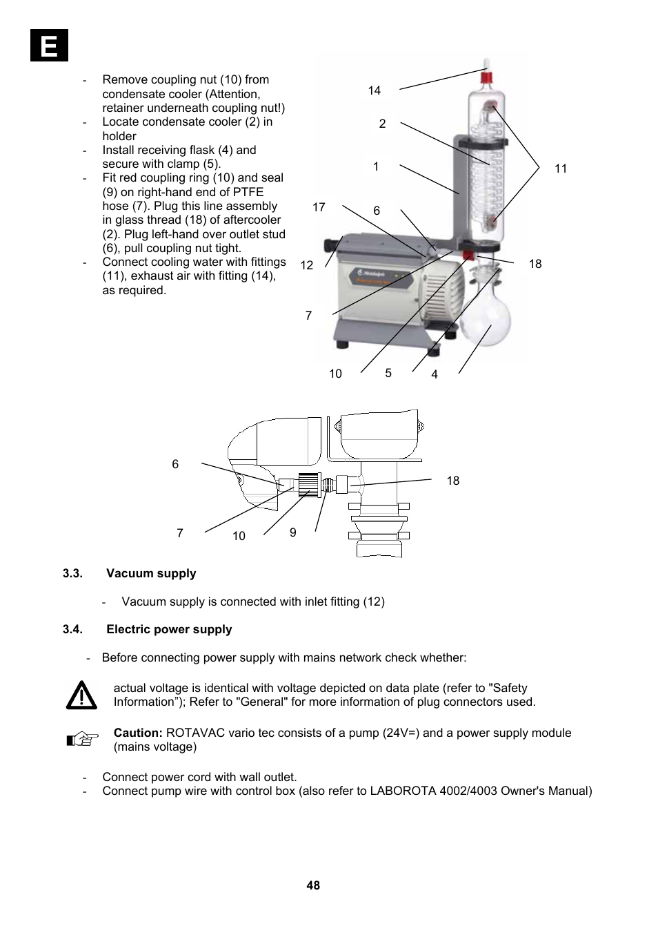 Vacuum supply, Electric power supply | Heidolph Vacuum Switchbox User Manual | Page 48 / 188