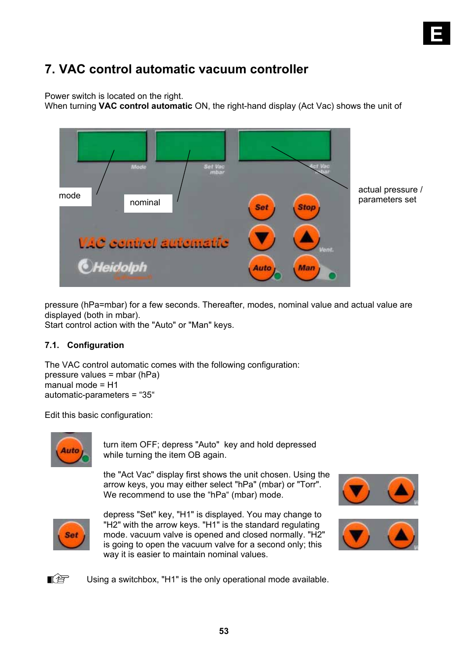 Configuration, Vac control automatic vacuum controller | Heidolph Vacuum Switchbox User Manual | Page 53 / 188
