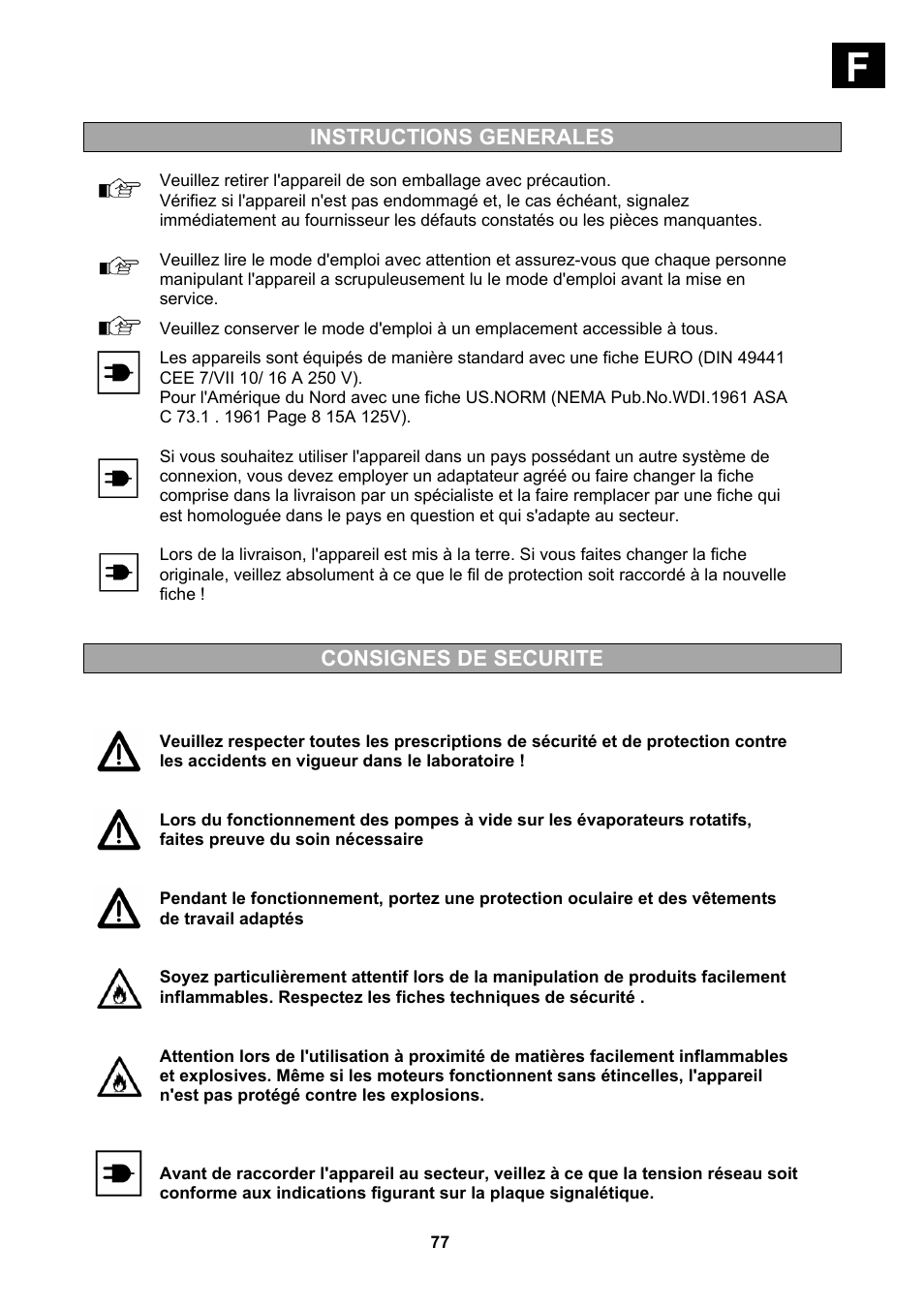 Instructions generales, Consignes de securite | Heidolph Vacuum Switchbox User Manual | Page 77 / 188