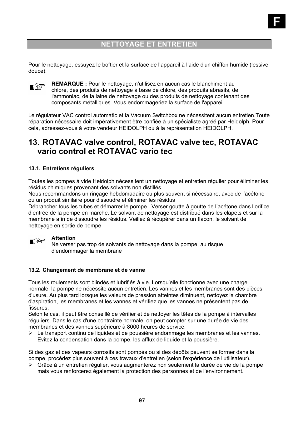 Entretiens réguliers, Changement de membrane et de vanne | Heidolph Vacuum Switchbox User Manual | Page 97 / 188