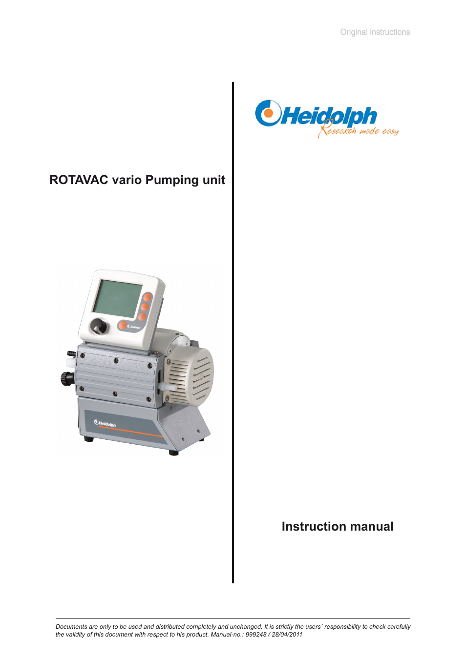 Heidolph ROTAVAC Vario pumping unit User Manual | 61 pages