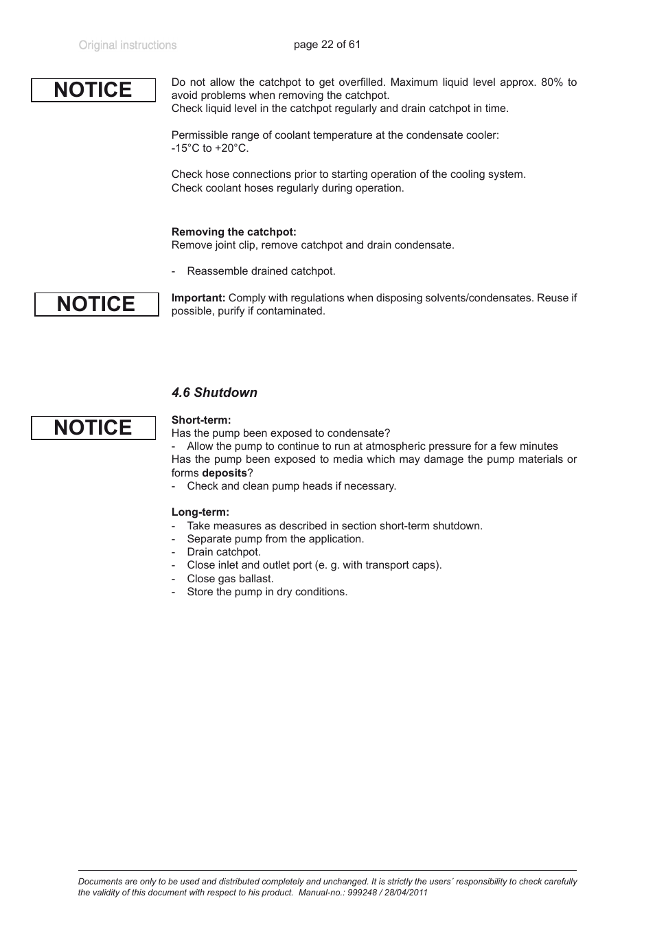 6 shutdown, Notice | Heidolph ROTAVAC Vario pumping unit User Manual | Page 22 / 61