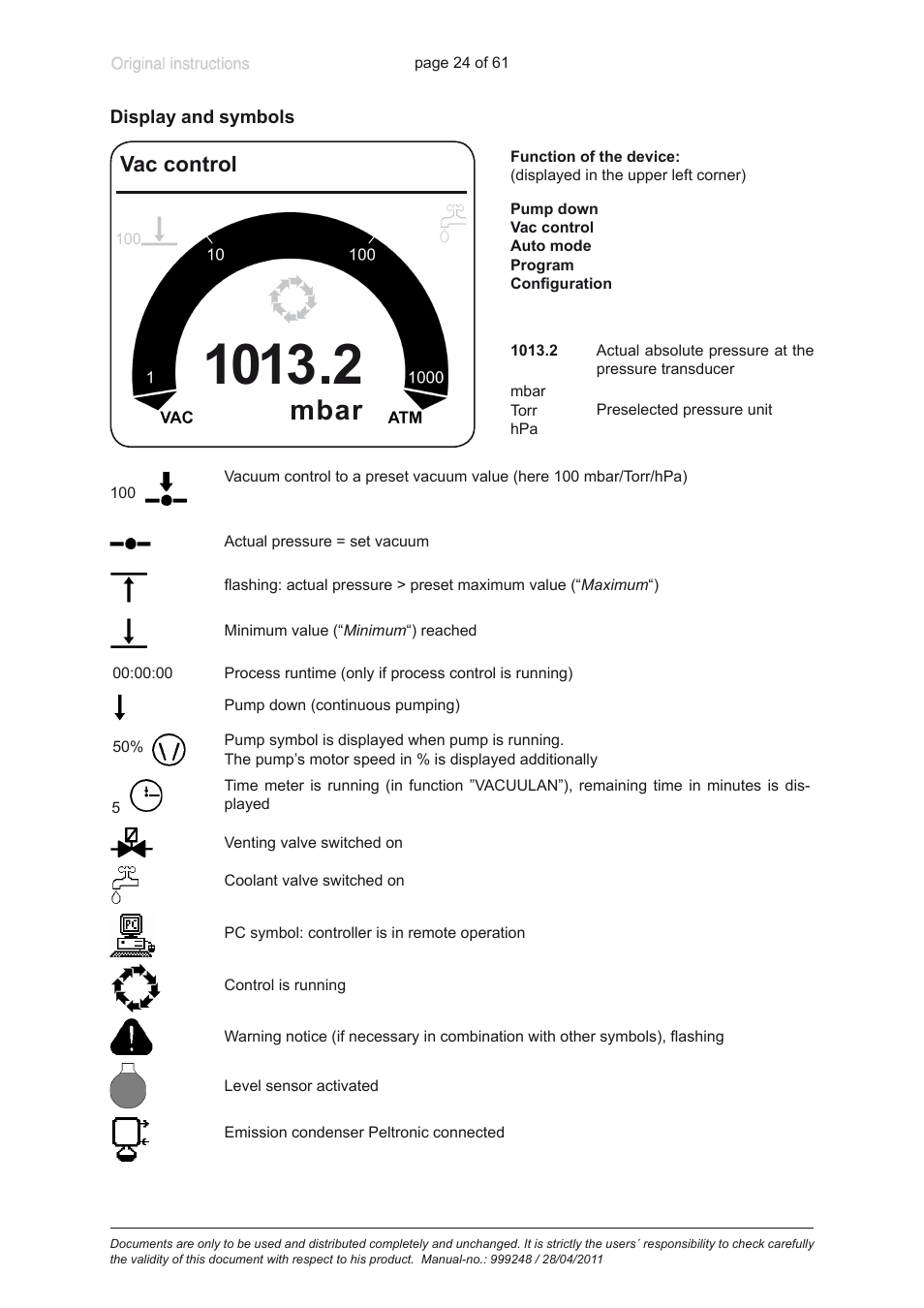 Mbar, Vac control | Heidolph ROTAVAC Vario pumping unit User Manual | Page 24 / 61