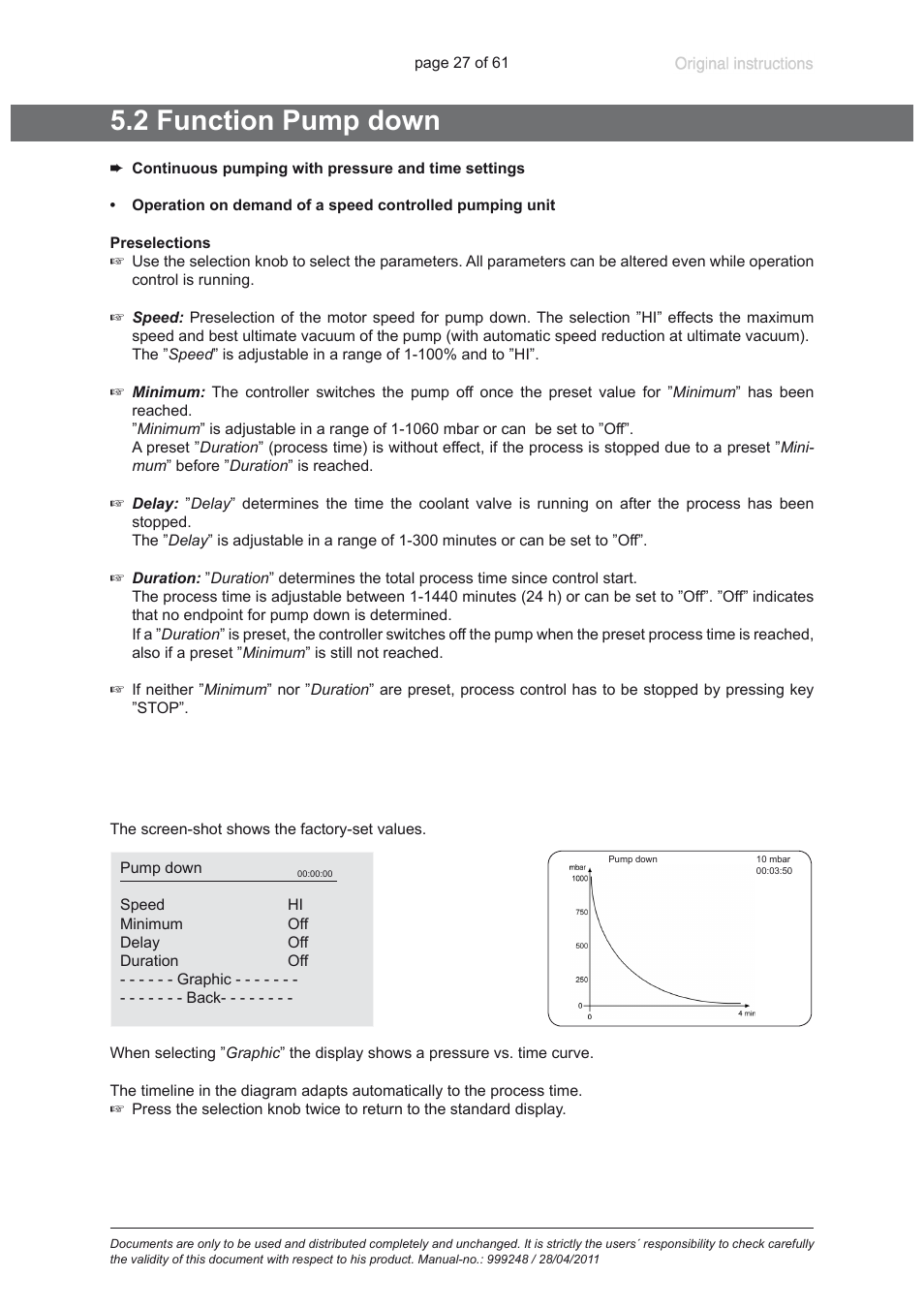2 function pump down | Heidolph ROTAVAC Vario pumping unit User Manual | Page 27 / 61