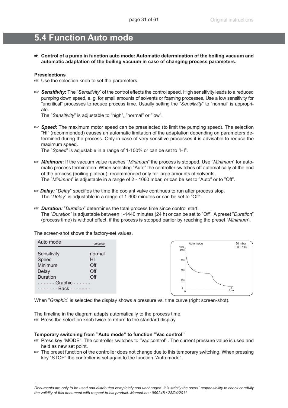 4 function auto mode | Heidolph ROTAVAC Vario pumping unit User Manual | Page 31 / 61