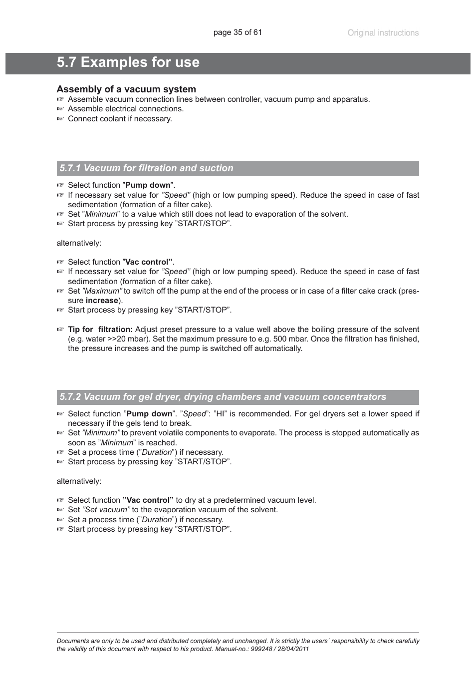 7 examples for use, 1 vacuum for filtration and suction | Heidolph ROTAVAC Vario pumping unit User Manual | Page 35 / 61