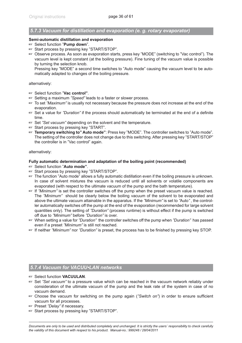 4 vacuum for vacuu•lan networks | Heidolph ROTAVAC Vario pumping unit User Manual | Page 36 / 61